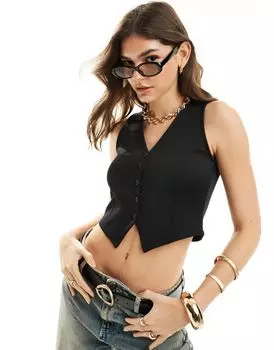 ASOS DESIGN – черный приталенный жилет