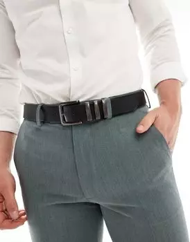 ASOS DESIGN - Черный ремень из искусственной кожи с тройной металлической ручкой