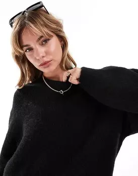ASOS DESIGN – черный свитер оверсайз с круглым вырезом