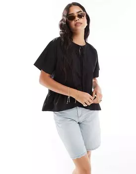 ASOS DESIGN – Черный свободный топ с завязками спереди