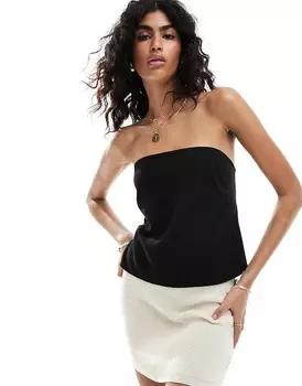 ASOS DESIGN – Черный топ-бандо из искусственного льна