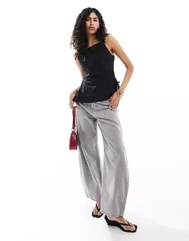 ASOS DESIGN - Черный топ из поплина с бантами и прямым вырезом