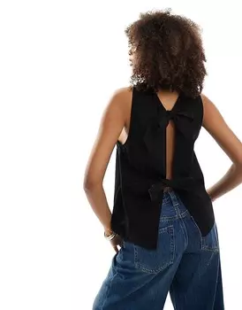 ASOS DESIGN - Черный топ с бантом на спине
