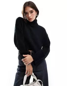 ASOS DESIGN – Черный укороченный свитер с высоким воротником