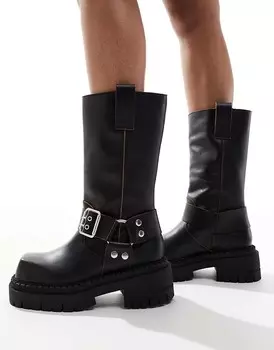 ASOS DESIGN – Conquest – Черные кожаные байкерские ботильоны премиум-класса