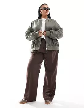 ASOS DESIGN Curve — бомбер цвета хаки и серого цвета