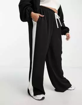 ASOS DESIGN Curve — черные брюки без застежки с контрастной вставкой