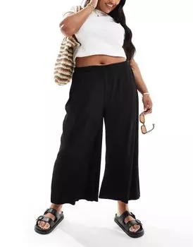 ASOS DESIGN Curve – черные широкие брюки-кюлоты со складками