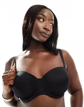 ASOS DESIGN Curve – Черный контурный бюстгальтер из микрофибры со съемными бретелями