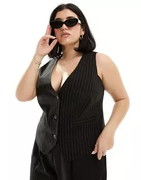 ASOS DESIGN Curve – черный полосатый жилет