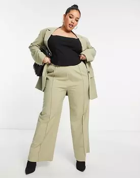 ASOS DESIGN Curve – Commuter – костюмные брюки шалфейного цвета с эластичной резинкой на талии