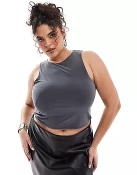 ASOS DESIGN Curve — двухслойный облегающий топ графитового цвета