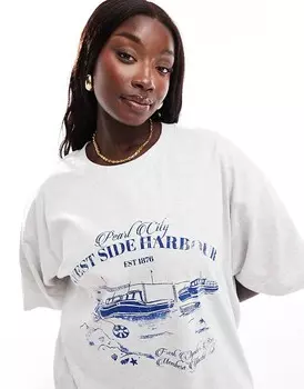 ASOS DESIGN Curve — футболка оверсайз с принтом «Harbour»