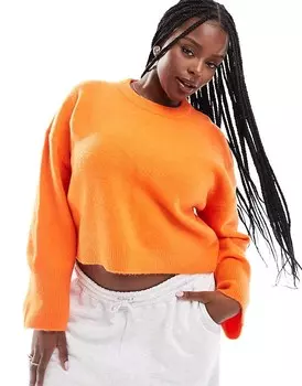 ASOS DESIGN Curve – Оранжевый свободный свитер с круглым вырезом и широкими манжетами