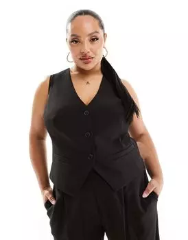 ASOS DESIGN Curve – приталенный черный жилет
