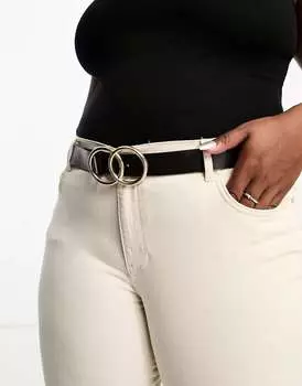 ASOS DESIGN Curve Ремень с двойной окружностью на талии и набедренном поясе из золотистого металла