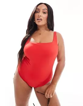 ASOS DESIGN Curve – Revenge – Корректирующий купальник красного цвета
