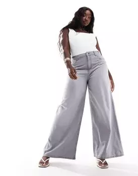 ASOS DESIGN Curve – Серые мягкие широкие джинсы