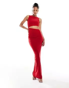 ASOS DESIGN Длинное облегающее платье макси красного цвета с вырезами