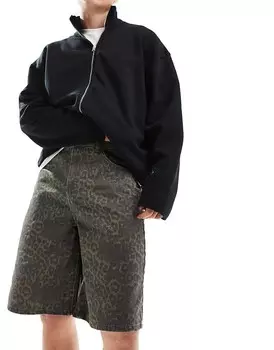 ASOS DESIGN – длинные джинсовые шорты с леопардовым принтом