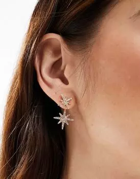 ASOS DESIGN – длинные серьги со звездами и золотистыми кристаллами