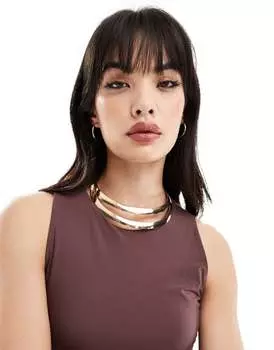 ASOS DESIGN – двойное жесткое колье золотого оттенка