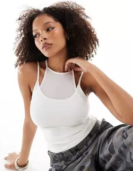 ASOS DESIGN — двухслойный сетчатый топ без рукавов цвета слоновой кости