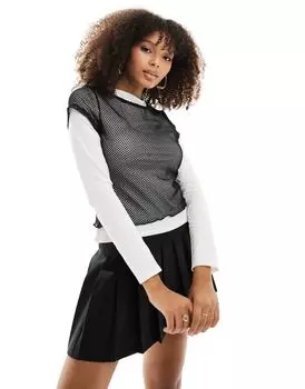ASOS DESIGN - Двухслойный топ в сетку с длинными рукавами