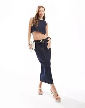 ASOS DESIGN – джинсовая юбка макси цвета индиго