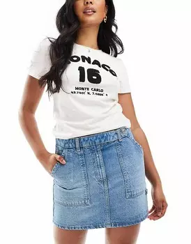 ASOS DESIGN – Джинсовая юбка с ламбрекеном и карманами