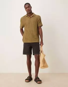 ASOS DESIGN джинсовые шорты стандартной длины в коричневой стирке