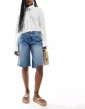 ASOS DESIGN – Джинсовые шорты выцветшего синего цвета с широким длинным кроем