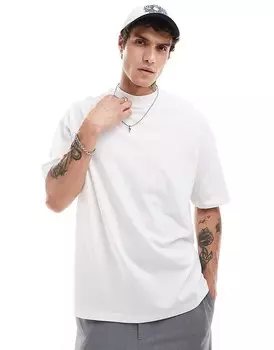 ASOS DESIGN – Essential – белая футболка оверсайз с высоким воротником