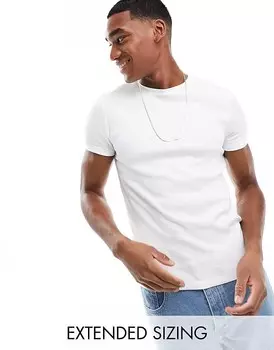 ASOS DESIGN – Essential – белая футболка в рубчик привлекательного кроя