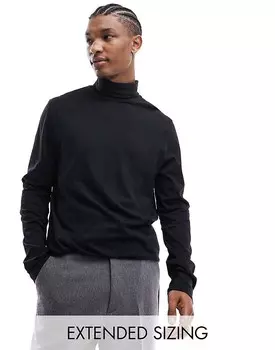 ASOS DESIGN – Essential – черная футболка с высоким воротником и длинными рукавами