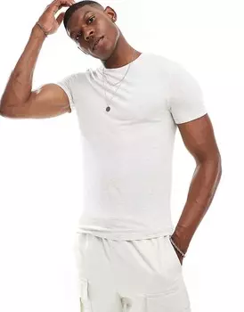 ASOS DESIGN — Essential — футболка узкого кроя светло-бежевого меланжевого цвета