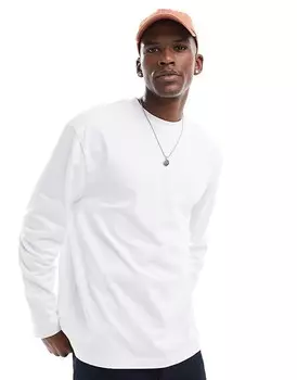 ASOS DESIGN – Essential – плотная белая футболка свободного кроя с длинными рукавами, 240 г/м