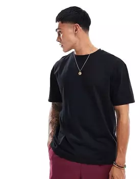 ASOS DESIGN – Essential – плотная черная футболка свободного кроя, 240 г/м