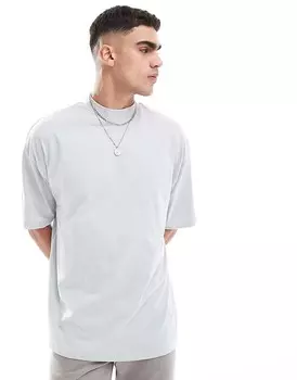 ASOS DESIGN – Essential – серая футболка oversize с высоким воротником
