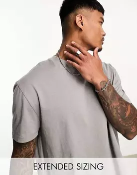 ASOS DESIGN – Essential – серая футболка свободного кроя с круглым вырезом