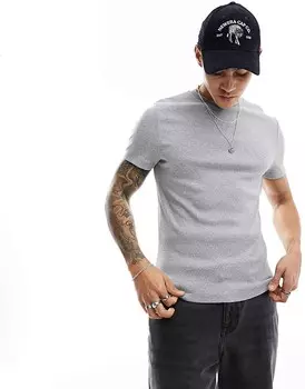 ASOS DESIGN — Essential — серая футболка узкого кроя в рубчик серого цвета