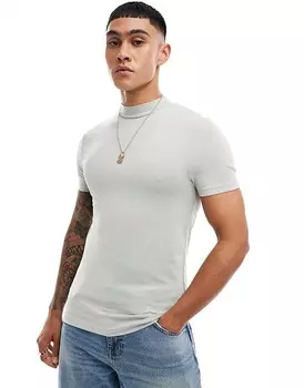 ASOS DESIGN – Essential – светло-зеленая облегающая футболка с высоким воротником