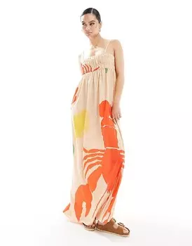 ASOS DESIGN – Фактурное платье макси без рукавов с присборенным бюстом и рисунком омара