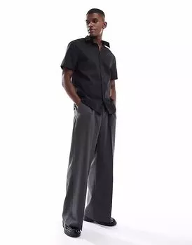 ASOS DESIGN формальная рубашка из легкого в утюге поплина черного цвета