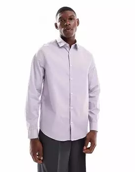ASOS DESIGN формальная рубашка из легкого в уходе поплина сиреневого цвета