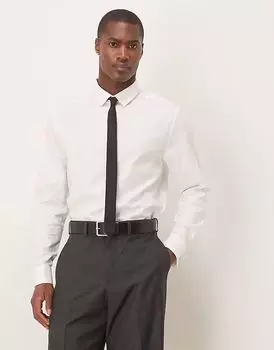 ASOS DESIGN формальная рубашка из легкого в уходе твила с двойными манжетами белого цвета