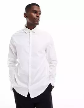 ASOS DESIGN формальная рубашка из твила, легко гладится, белого цвета