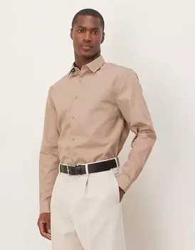 ASOS DESIGN формальная рубашка легкого глажения коричневого цвета