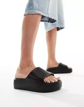 ASOS DESIGN – Freedom – Черные шлепанцы с выступающей подошвой
