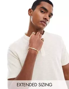 ASOS DESIGN – футболка цвета экрю с имитацией льна на пуговицах